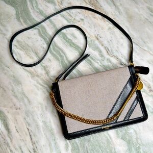 GIVENCHY Suede Calfskin Canvas GV Cross Shoulder Bag Black